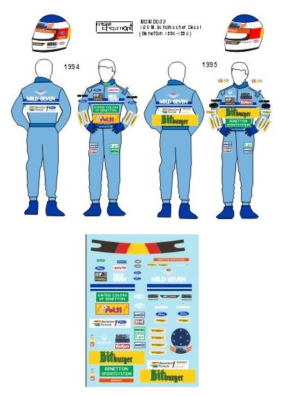 MSMD053 1/20 MSM Decal Schumacher Decal Benetton 1994 - 1995