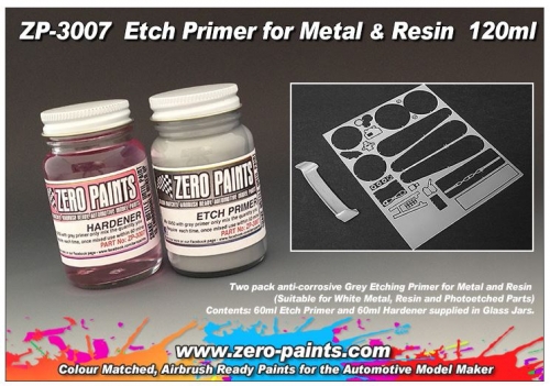 [사전 예약] ZP­3007 메탈 레진 프라이머 (메탈 프라이머 60ml + 하드너 60ml) Zero Paints Etch Primer for Metal/Resin 120ml - ZP-3007
