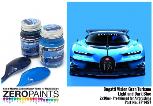 DZ102 Zero Paints Bugatti Vision Gran Turismo - Light and Dark Blue Paint Set 2x30ml - ZP-1497 Tam