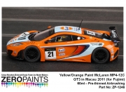 DZ165 Zero Paints 멕라렌 Yellow/Orange Paint McLaren MP4/12C GT3 in Macau 2011 (for Fujimi) 60ml - ZP-1505