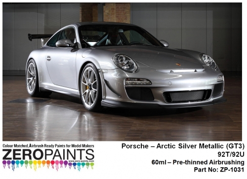 DZ186 Zero Paints Porsche Arctic Silver Metallic (GT3) 92T/92U 60ml Tamiya