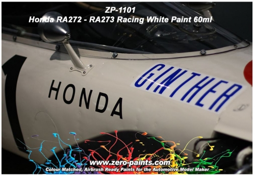 DZ228 Zero Paints Honda RA272 -­ RA273 Racing White Paint 60ml Tamiya
