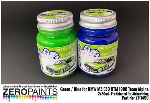 [사전 예약] ZP­1490 BMW M3 E30 - DTM 1988 Team Alpina - Green / Blue Paint Set 2x30ml