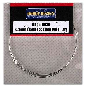 HD05-0026 Hobby Design 0.2mm Stainless Steel Wire 1m