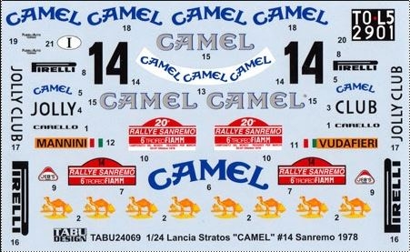 TABU24069 1/24 Lancia Stratos "CAMEL" #14 Sanremo (1978)