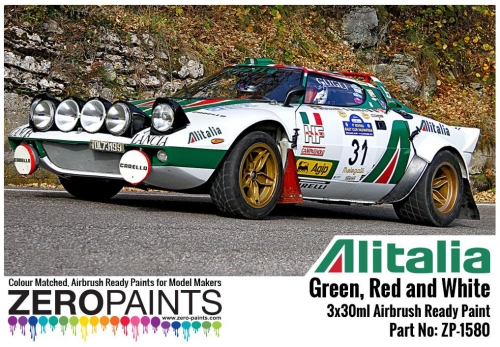 [사전 예약] ZP-1580 Alitalia (Lancia) Green, Red and White Paint Set3x30ml ZP-1580