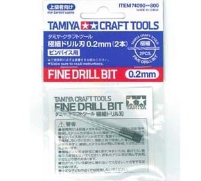 74090 Fine Drill Bit 0.2mm x 2 Tamiya
