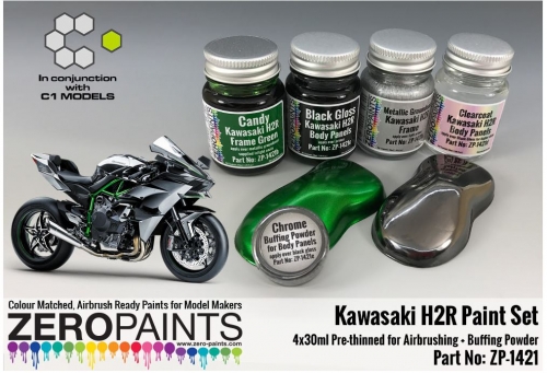 [사전 예약] ZP­1421 Kawasaki H2R Paint Set 4x30ml + Chrome Buffering Powder - ZP-1421 Zero Paints