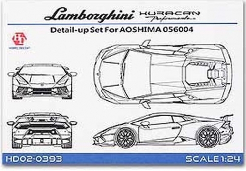 [사전 예약] HD02-0393 1/24 Lamborghini Huracan Performante Detail-UP Set For Aoshima 056004（PE+Resin+Metal Logo）