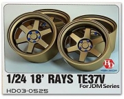 HD03-0525 1/24 18\' RAYS TE37V Wheels For Jdm Series (Resin+Metal Wheels) Hobby Design