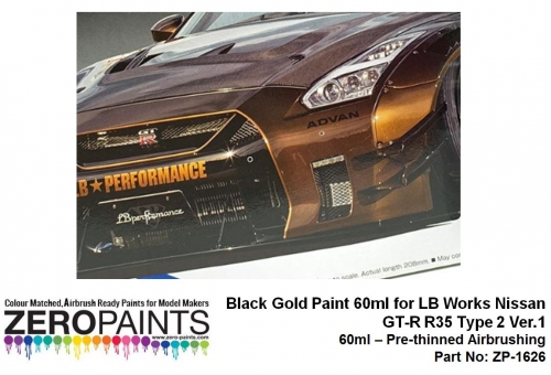 [사전 예약] ZP­1626 Black Gold Paint 60ml for LB Works Nissan GT-R R35 Type 2 Ver.1 Zero Paints ZP­-1626