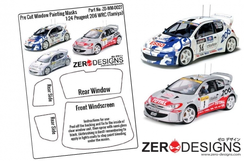 [사전 예약] ZD-WM-0027 1/24 Peugeot 206 WRC Pre Cut Window PaintingMasks (Tamiya)