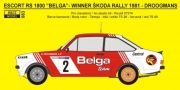 REJ0083 Decal – Ford Escort RS 1800 „Belga“ Škoda rally 1981 Reji Model 1/24.