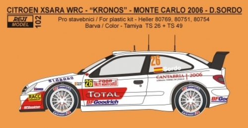 REJ0102 Decal – Citroen Xsara WRC „Kronos“ Monte Carlo / Sweden 2006 Reji Model 1/24.