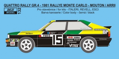 REJ0132 Decal – Audi Quattro Rally „BP“ - Rally Monte Carlo 1981 – Mouton / Arrii Reji Model 1/24.