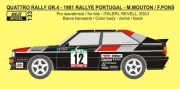 REJ0133 Decal – Audi Quattro Rally „Official“ - Rally Portugal 1981 – Mouton / Pons Reji Model 1/24.