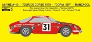REJ0136 Decal – Alpine A 110 - Tour de Corse 1970 - Manzagol Reji Model 1/24.