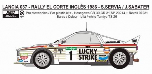 REJ0150 Decal – Lancia 037 „Lucky Strike“ - Rally Corte Inglés 1986 Reji Model 1/24.