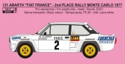 REJ0156 Decal - Fiat 131 Abarth „FRANCE“ - 2nd Rallye Monte Carlo 1977 - Andruet / \\\\\\\"Biche\\\\\\\" Reji Model 1