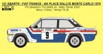 REJ0157 Decal - Fiat 131 Abarth „FRANCE“ - 4th Rallye Monte Carlo 1979 - Andruet / Lienard Reji Model 1