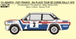 REJ0158 Decal - Fiat 131 Abarth „FRANCE“ - 5th Rallye Tour de Corse 1979 - Mouton / Conconi Reji Model