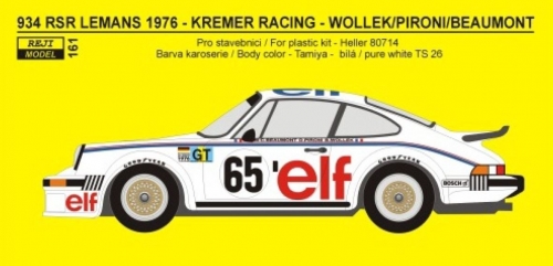 REJ0161 Transkit - Porsche 934 RSR LeMans 1976 - Kremer Racing Reji Model 1/24.