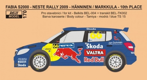 REJ0170 Transkit – Fabia S2000 Rally Finland 2009 Reji Model 1/24.