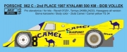 0183 Decal – Porsche 962 "Camel" - 500km Kyalami 1987 - B.Wollek Reji Model 1/24.