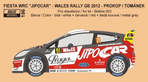 REJ0196 Decal – Ford Fiesta WRC - Wales rallye GB 2011 – Prokop Reji Model 1/24.