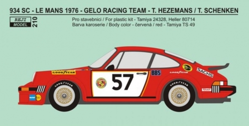 REJ0210 Decal – Porsche 934 - 1976 LeMans #57 - GELO racing team Reji Model 1/24.