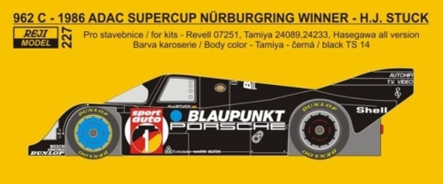 REJ0227 Decal – Porsche 962 - ADAC Supercup Nürburgring winner - H.J.Stuck Reji Model 1/24.