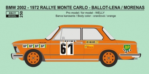REJ0250 Decal – BMW 2002 Rallye Monte Carlo 1972 #61 Ballot-Lena / Morenas Reji Model 1/24.