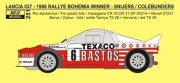 REJ0251 Decal – Lancia 037 „BASTOS“ - Rallye Bohemia 1986 winner – Snijers / Colebunders Reji Model 1/24.