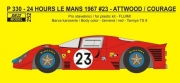 REJ0252 Decal – Ferrari 330P - 24h Le Mans 1967 Attwood / Courage Reji Model 1/24.