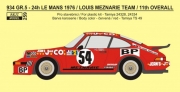 REJ0259 1/24 Transkit – Porsche 934 Gr.5 ( RSR type rear spoiler ) LeMans 1976 - BP Meznarie team Reji