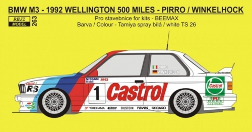 REJ0263 Decal – BMW M3 - 1992 500 Miles Wellington - Pirro / Winkelhock Reji Model 1/24.