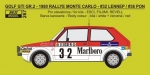 REJ0267 Decal + P/E – VW Golf GTI - Rallye Monte Carlo 1980 - # 32 / 36 Reji Model 1/24.