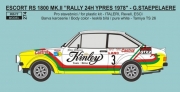 REJ0274 Decal – Ford Escort RS 1800 „Kinley tonic“ - 2nd place Rally Ypres 1978 Reji Model 1/24.
