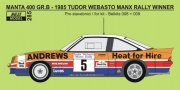 REJ0285 Decal – Opel Manta 400 Gr.B - 1985 Manx Rally Winner - Brookes / Broad Reji Model 1/24.
