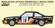 REJ0287 Decal – Opel Manta 400 Gr.B - 1986 Tudor Webasto Manx Rally - McHale / Farrel Reji Model 1/24.