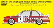 REJ0298 Decal – BMW M3 - Winner 1992 Spa 24 Hours - Soper / Martin / Danner Reji Model 1/24.