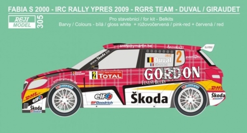 REJ0305 Transkit – Fabia S2000 - Rally Ypres 2009 - Duval / Giraudet Reji Model 1/24.
