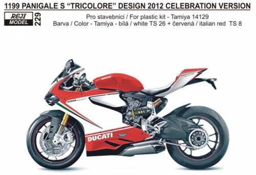 REJ0229 Decal – Ducati 1199 Panigale - Tricolori + WDW 2012 version Reji Model 1/12.