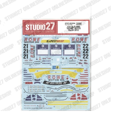 [사전 예약] ST27-DC934 1/24 SLS AMG "ROWE" #21/22 Nur24 (2012) Studio27