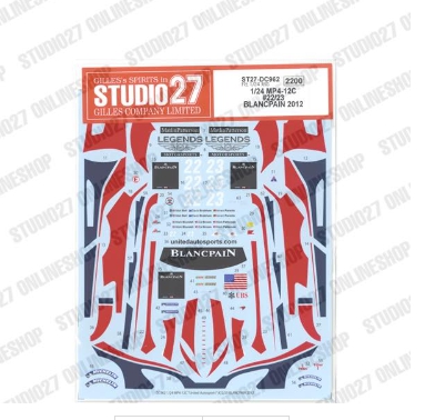 [사전 예약] ST27-DC962 1/24 MP4-12C "United Autosports" #22/23 BLANCPAIN (2012) Studio27