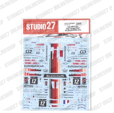 [사전 예약] ST27-DC965 1/24 MP4-12C "ART Grand Prix" #12 BLANCPAIN 2012 Studio27