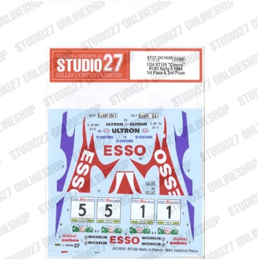 [사전 예약] ST27-DC1039 1/24 ST185 "Ciocco" #1/#5 Rally II (1994) 1st & 2nd Place Studio27