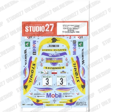 [사전 예약] ST27-DC1040 1/24 ST185 "Stomil" #3 Rally EI Crorte Ingles 1996 Studio27