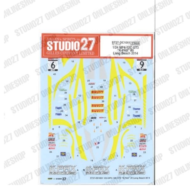 [사전 예약] ST27-DC1061 1/24 MP4-12C GT3 "K-PAX" #9 Long Beach 2014 Studio27