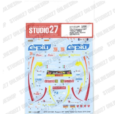 [사전 예약] ST27-DC1088 1/24 207 "EPIU" #206 Rally San Remo 2nd (2014) Studio27